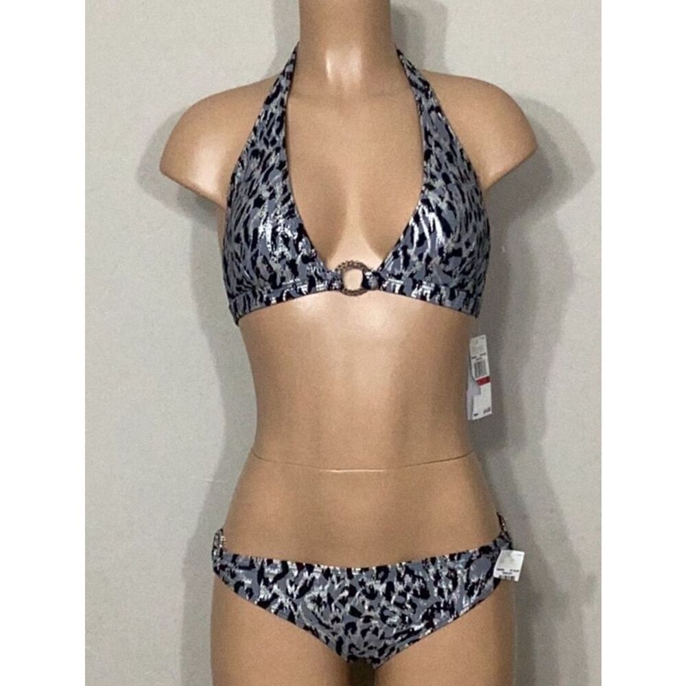 New. Michael Kors frozen Leopard chain ring bikini set. Normally $169. (D)L–top/ - Picture 2 of 10